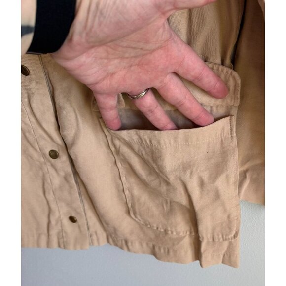 Zara Basic Beige Womens Jacket Drawstring Waist Utility Pockets Small - Picture 9 of 14